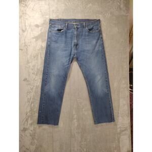 Levis 505 Mens Regular Fit Blue Jeans Size 40x32 Distressed Straight Leg
